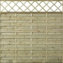 Online Plus Danmark Schutting vuren - Bergen recht met trellis groen geimpregneerd (180 x 180 cm)