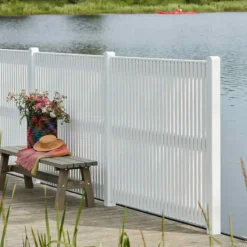 Best Plus Danmark Schutting vuren - Sendai louvre recht wit (180 x 180 cm)