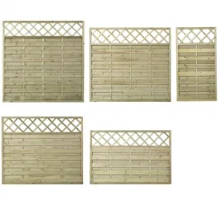 Outlet Plus Danmark Schutting vuren - serie Bergen - recht groen geimpregneerd met trellis