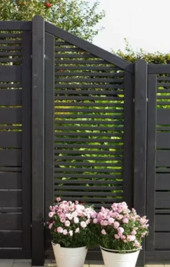 Outlet Plus Danmark Schutting vuren - serie Silence - louvre recht zwart