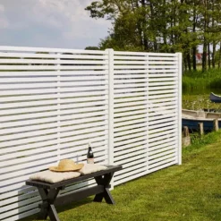 Hot Plus Danmark Schutting vuren - serie Tokyo - louvre recht wit