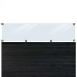 Discount Plus Danmark Schutting zelfbouw vuren - Plank met glas zwart (174 x 125 cm)