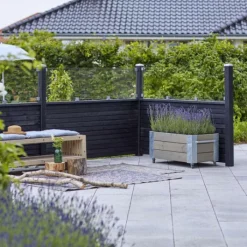 Discount Plus Danmark Schutting zelfbouw vuren - Plank met glas zwart (174 x 125 cm)