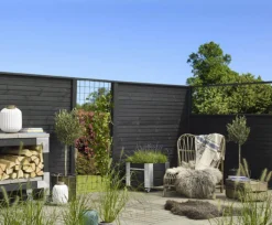 Online Plus Danmark Schutting zelfbouw vuren Plus Plank recht zwart (174 x 166 cm)