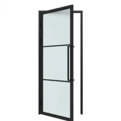 Outlet HomingXL Stalen binnendeur met kozijn - Loft zwart - Linksdraaiend - 83 x 211,5 cm