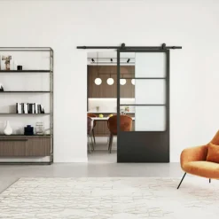 New HomingXL Stalen schuifdeur - Loft - 3 vaks helder glas - kickplate - 235 x 100 cm