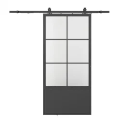 HomingXL Stalen schuifdeur - Loft - 6 vaks helder glas - kickplate - 235 x 100 cm