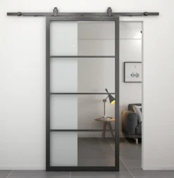 Discount HomingXL Stalen schuifdeur - Loft - 4 vaks helder glas - 215 x 100 cm