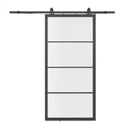 Discount HomingXL Stalen schuifdeur - Loft - 4 vaks helder glas - 215 x 100 cm