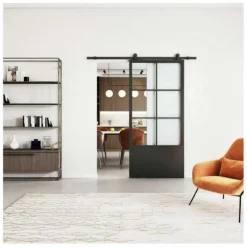 HomingXL Stalen schuifdeur - Loft - 6 vaks helder glas - kickplate - 215 x 100 cm