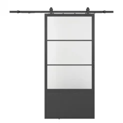 Hot HomingXL Stalen schuifdeur - Loft - 3 vaks helder glas - kickplate - 215 x 100 cm