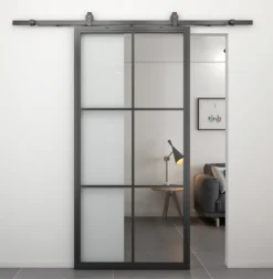 New HomingXL Stalen schuifdeur - Loft - 6 vaks helder glas - 215 x 100 cm