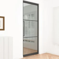 HomingXL Stalen taatsdeur - Loft zwart - 3 vaks rook glas - 93 x 231,5 cm