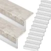 Online Stepwood Traprenovatie set - rechte trap - 14 treden SPC toplaag Beton Taupe incl. witte stootborden