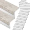 Hot Stepwood Traprenovatie set - 1 kwart draai - 16 treden SPC toplaag Beton Taupe incl. witte stootborden