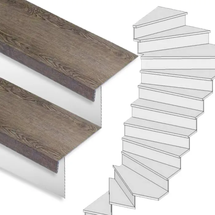 Hot Stepwood Traprenovatie set - 2 kwart draai - 16 treden SPC toplaag Verweerd eiken incl. witte stootborden