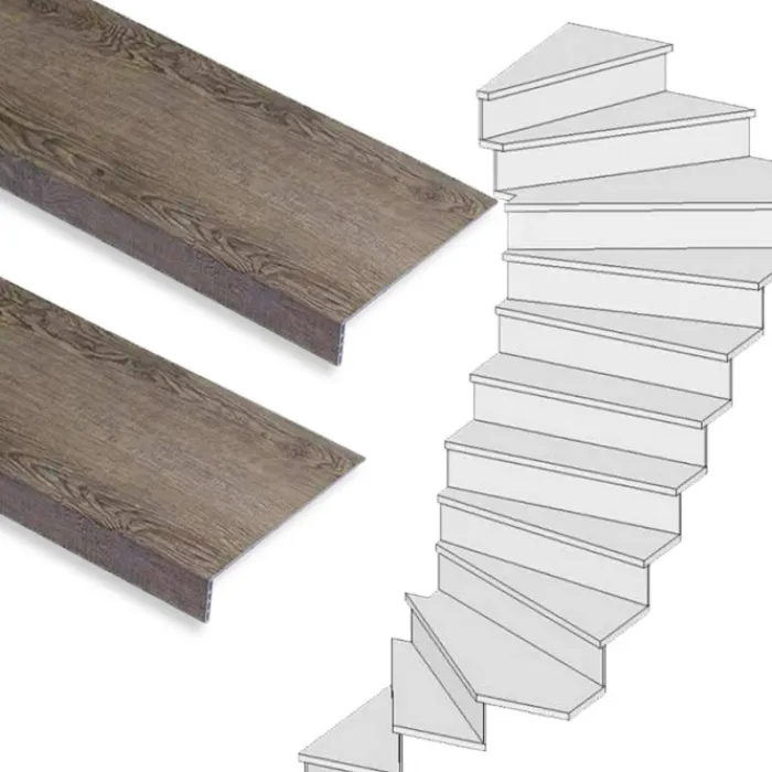New Stepwood Traprenovatie set - 2 kwart draai - 13 treden SPC toplaag Verweerd eiken