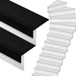 Clearance Stepwood Traprenovatie set - 1 kwart draai - 14 treden SPC toplaag Zwart incl. witte stootborden