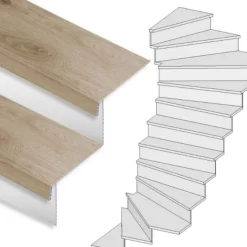 Discount Stepwood Traprenovatie set - 2 kwart draai - 15 treden SPC toplaag Natuur Eiken incl. witte stootborden