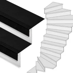 Hot Stepwood Traprenovatie set - 2 kwart draai - 15 treden SPC toplaag Zwart incl. witte stootborden