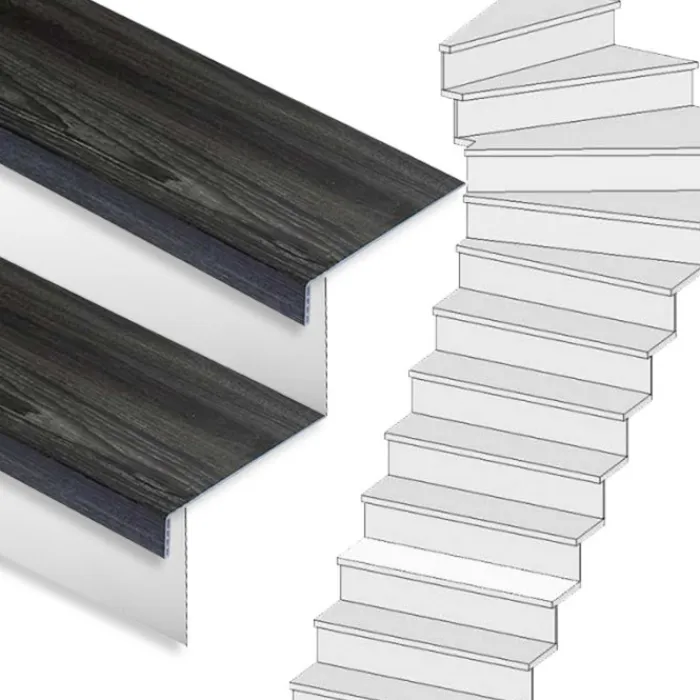 Hot Stepwood Traprenovatie set - 1 kwart draai - 16 treden SPC toplaag Antraciet incl. witte stootborden