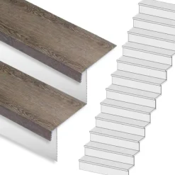 New Stepwood Traprenovatie set - rechte trap - 12 treden SPC toplaag Verweerd eiken incl. witte stootborden