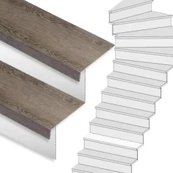 Hot Stepwood Traprenovatie set - 1 kwart draai - 14 treden SPC toplaag Verweerd eiken incl. witte stootborden