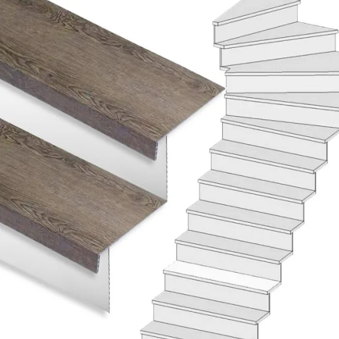 Hot Stepwood Traprenovatie set - 1 kwart draai - 14 treden SPC toplaag Verweerd eiken incl. witte stootborden