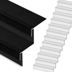 Outlet Stepwood Traprenovatie set - rechte trap - 12 treden SPC toplaag Zwart incl. stootborden