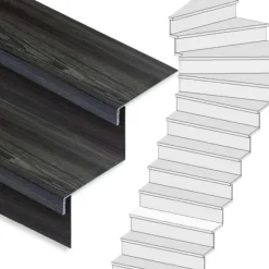 Hot Stepwood Traprenovatie set - 1 kwart draai - 13 treden SPC toplaag Antraciet incl. stootborden