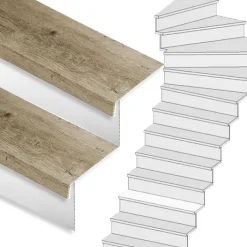 Best Stepwood Traprenovatie set - 1 kwart draai - 12 treden SPC toplaag Rustiek eiken incl. witte stootborden