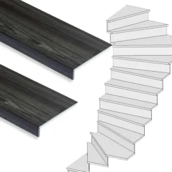 Best Stepwood Traprenovatie set - 2 kwart draai - 14 treden SPC toplaag Antraciet