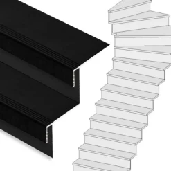 Best Stepwood Traprenovatie set - 1 kwart draai - 12 treden SPC toplaag Zwart incl. stootborden