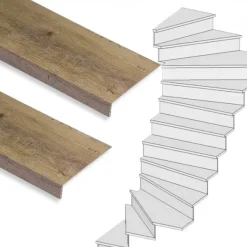 Best Stepwood Traprenovatie set - 2 kwart draai - 14 treden SPC toplaag Rustiek eiken