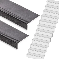 Outlet Stepwood Traprenovatie set - rechte trap - 15 treden SPC toplaag Beton zwart