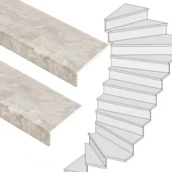 Clearance Stepwood Traprenovatie set - 2 kwart draai - 12 treden SPC toplaag Beton Taupe