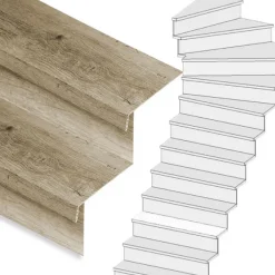 Hot Stepwood Traprenovatie set - 1 kwart draai - 12 treden SPC toplaag Rustiek eiken incl. stootborden