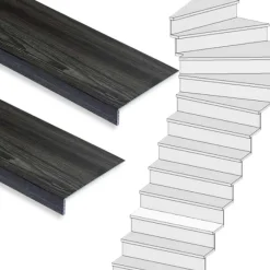 Sale Stepwood Traprenovatie set - 1 kwart draai - 13 treden SPC toplaag Antraciet