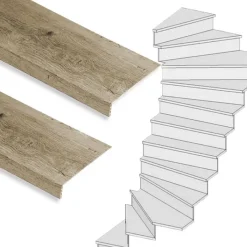 Discount Stepwood Traprenovatie set - 2 kwart draai - 13 treden SPC toplaag Rustiek eiken