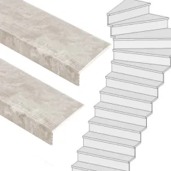 Hot Stepwood Traprenovatie set - 1 kwart draai - 12 treden SPC toplaag Beton Taupe