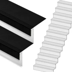 Online Stepwood Traprenovatie set - rechte trap - 14 treden SPC toplaag Zwart incl. witte stootborden