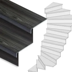 Hot Stepwood Traprenovatie set - 2 kwart draai - 15 treden SPC toplaag Antraciet incl. stootborden