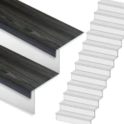 Clearance Stepwood Traprenovatie set - rechte trap - 15 treden SPC toplaag Antraciet incl. witte stootborden