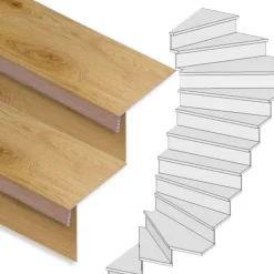 Stepwood Traprenovatie set - 2 kwart draai - 16 treden SPC toplaag Licht eiken incl. stootborden