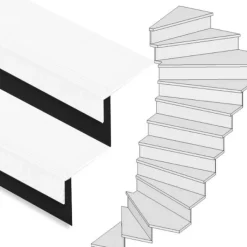 Discount Stepwood Traprenovatie set - 2 kwart draai - 14 treden SPC toplaag Wit incl. zwarte stootborden