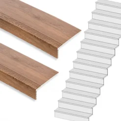 Clearance Stepwood Traprenovatie set - rechte trap - 12 treden SPC toplaag Bruin eiken