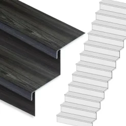 Hot Stepwood Traprenovatie set - rechte trap - 15 treden SPC toplaag Antraciet incl. stootborden