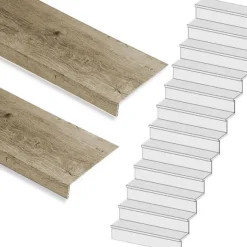Stepwood Traprenovatie set - rechte trap - 16 treden SPC toplaag Rustiek eiken