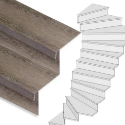 Online Stepwood Traprenovatie set - 2 kwart draai - 15 treden SPC toplaag Verweerd eiken incl. stootborden
