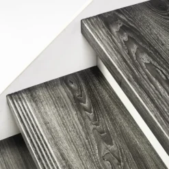 Outlet Stepwood Traprenovatie set - 2 kwart draai - 12 treden SPC toplaag Antraciet incl. witte stootborden